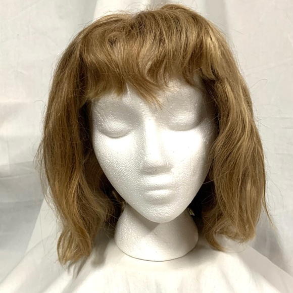 Golden Colored Shoulder Length Wig with Bangs - Picture 2 of 10
